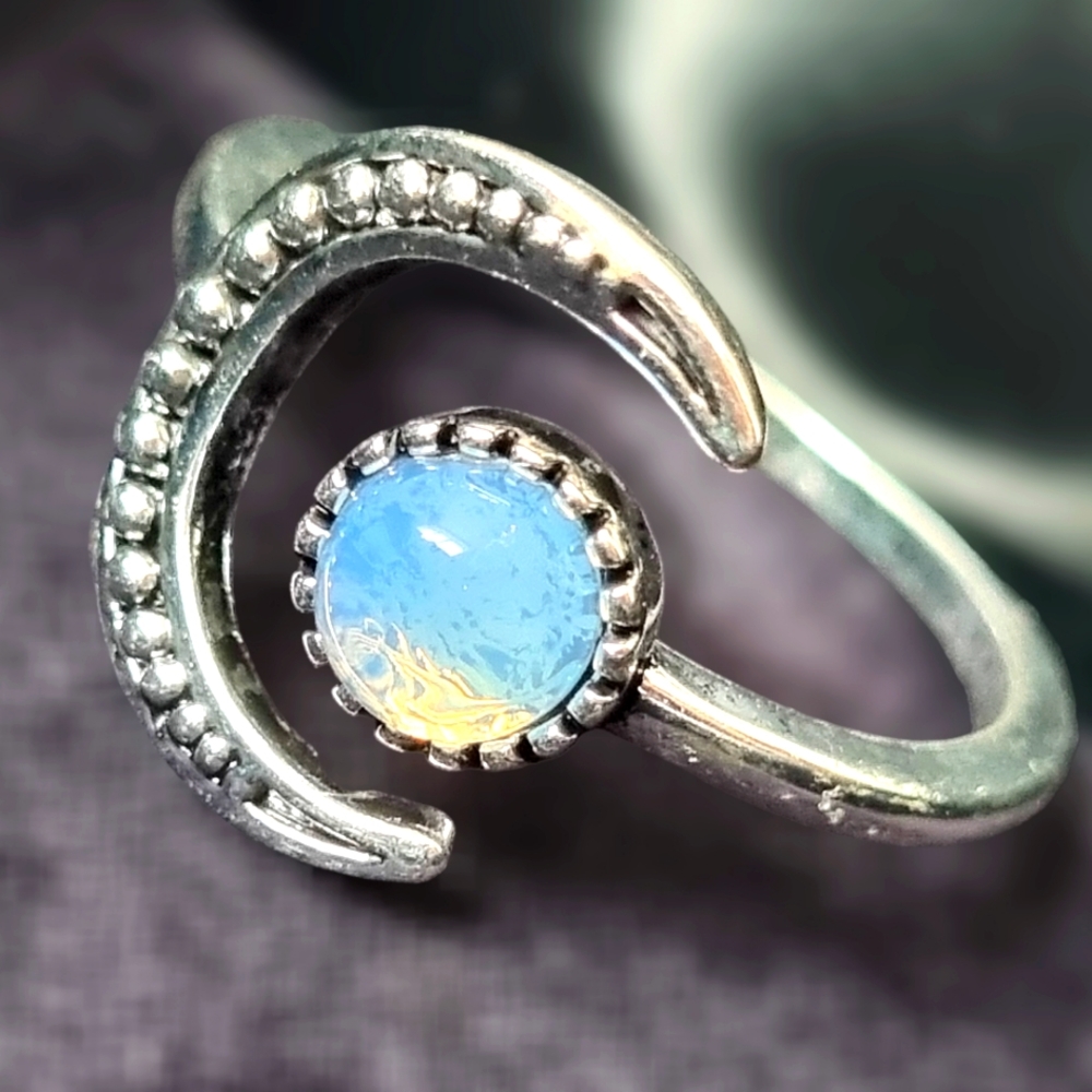 Celestial Moon & Stone Silver-Toned Cuff Ring - Picture 2 of 2